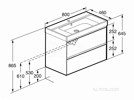 Тумба под раковину Roca Ona 80см , 78.5x45.0x56.5см, с 2 ящиками, зеленый матовый 857630513