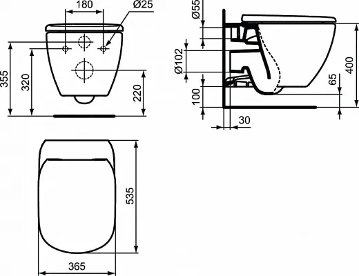 Унитаз Ideal Standard Tesi Rimless T355101, сиденье с микролифтом в комплекте