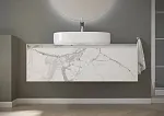 Тумба под раковину Sancos Stone 120, подвесная, Statuario White (белый мрамор), ST120SV