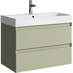 AQWELLA Geometria подвесная тумба с умывальником в комплекте 81 см, цвет зелёный матовый AQWELLA Geometria подвесная тумба с умывальником в комплекте 81 см, цвет зелёный матовый
