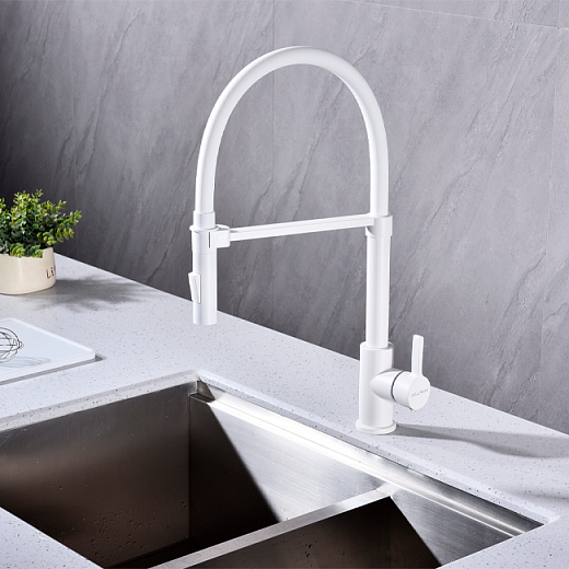 Смеситель PAULMARK HALT Ha214021-431(WH), (белый/белый матовый)