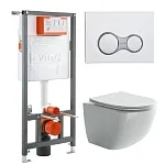 Инсталляция Vitra Rapid с безободковым унитазом Ceramicanova Forma Rimless, сиденье микролифт, сантехфарфор, клавиша смыва, 742-5800-01/CN3009/740-0480