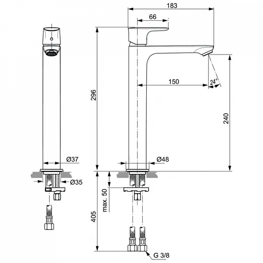 Смеситель для умывальника Ideal Standard CONNECT AIR Vessel A7027GN