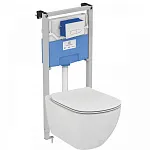 Комплект инсталляции Ideal Standard TESI AquaBlade с унитазом T007901 TESI AquaBlade®, с сиденьем и крышкой T352701, с инсталляцией PROSYS 120 P и пневматической панелью смыва OLEAS™ P1