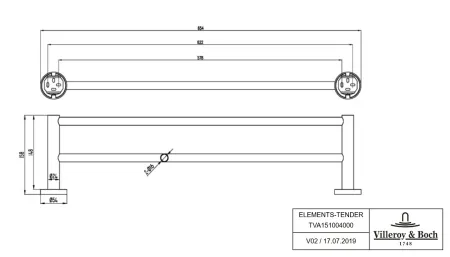 Держатель для полотенец двойной Villeroy&Boch Elements, TVA15100400061