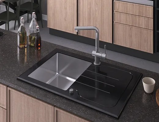 Мойка со стеклом ZorG GS 6250 black