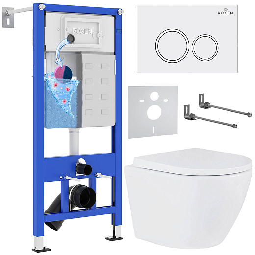 Комплект инсталляции с унитазом 6 в 1 Roxen StounFix Dual Fresh 501501 (состоит из: 710200, Santi 410260W, 530185-02)