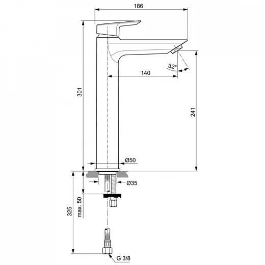 Смеситель для умывальника-чаши  Ideal Standard TESI A6575AA