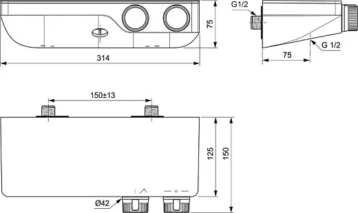 Смеситель для душа настенный термостатический  Ideal Standard CERATHERM S200 A7329XG