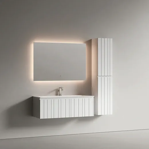 Тумба подвесная Ламель под раковину, белый матовый (bianco) 1190x445x500