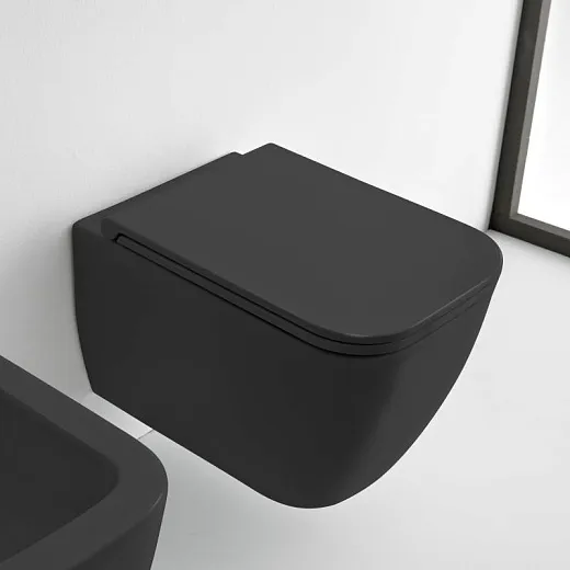 Унитаз подвесной Scarabeo Teorema 2.0 5126CL49 36x52 безободковый черный матовый