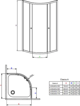 Душевой уголок Radaway Classic A 1700 80x80x170 коричневое/хром