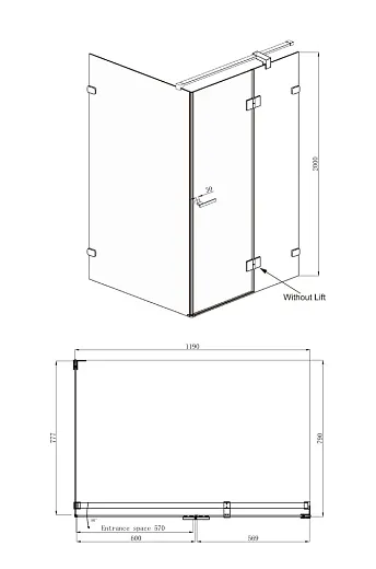 Душевое ограждение Ambassador Abner 10011103R 120*80