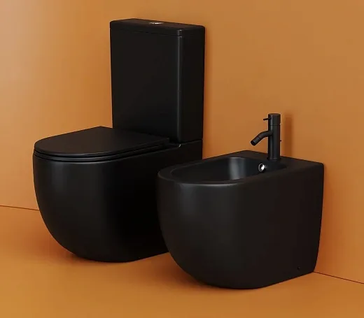 Напольный унитаз Ceramicanova Metropol CN4001T-BMB/CN4001-TMB, безободковый, смыв Торнадо, сиденье микролифт, черный матовый, сантехфарфор