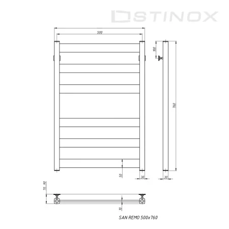 Полотенцесушитель водяной Stinox San Remo 500x800 чёрный матовый