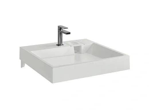 Умывальник над стиральной машиной Ceramicanova Квадрат (Quattro) 60x60x9.5см с кронштейнами, белая, CN0103