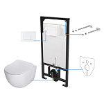 Комплект 6 в 1 Deante Peonia ZERO с инталляцией, унитазом и белой клавишей Комплект 6 в 1 Deante Peonia ZERO с инталляцией, унитазом и белой клавишей