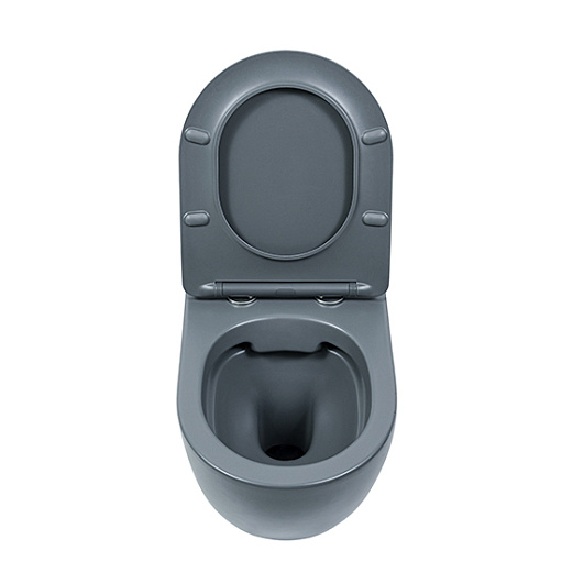 Унитаз подвесной UnicoPureza UP Uno Cinzento 37x49 безободковый матовый оружейная сталь SoftClose