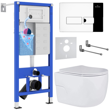 Комплект инсталляции с унитазом 6 в 1 Roxen StounFix Dual Fresh 593355 (состоит из: 710200, Caspia 410280CH, 530155-01) Комплект инсталляции с унитазом 6 в 1 Roxen StounFix Dual Fresh 593355 (состоит из: 710200, Caspia 410280CH, 530155-01)