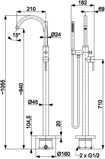 Смеситель напольный Armatura MOZA 5035-510-00 хром