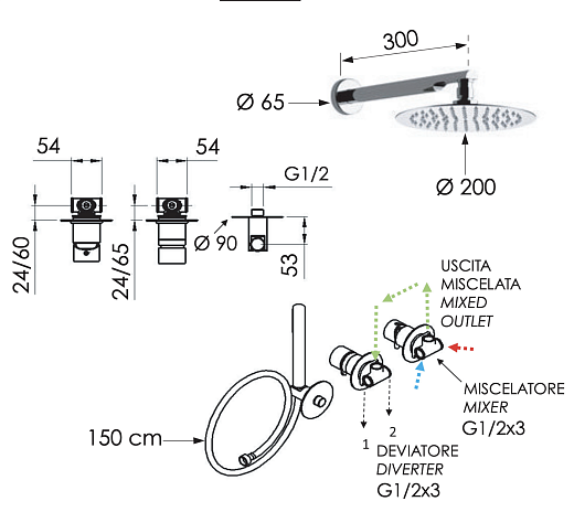 Душевая система Remer X Style X96S02