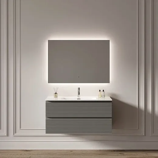 Зеркало Sancos Square 2.0 SQ2.900, 90 x 70 см, с подсветкой, c сенсорным выключателем, цвет белый