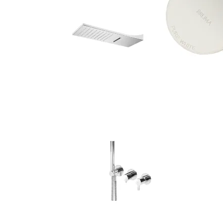 Душевой набор Bruma Leaf, белый матовый, встраиваемый, с душевой лейкой Line (Rain) и ручным душем 1673629PW