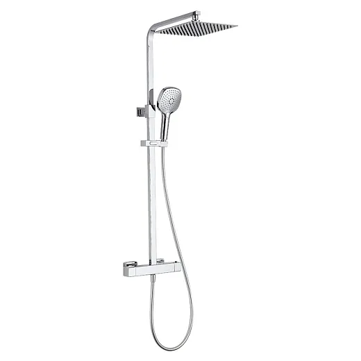 AQM8007CR Душевая система AQUAme с термостатом, Ø226/120мм, 1/3 режим, верхний душ - сталь, Cool Touch,  Хром