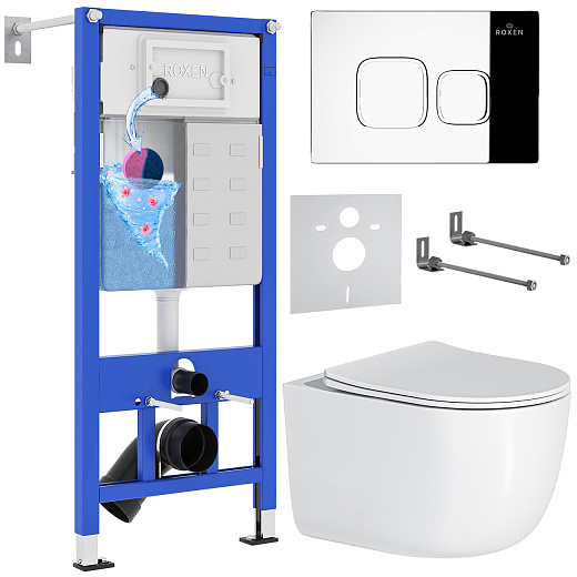 Комплект инсталляции с унитазом 6 в 1 Roxen StounFix Dual Fresh 964469 (состоит из: 710200, Santi 410280CH, 530160-01)