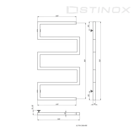 Полотенцесушитель водяной Stinox Ultra 500x900 чёрный матовый