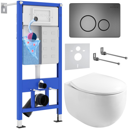 Комплект инсталляции с унитазом 6 в 1 Roxen StounFix Dual Fresh 964237 (состоит из: 710200, Steel 420260G, 530170-01) Комплект инсталляции с унитазом 6 в 1 Roxen StounFix Dual Fresh 964237 (состоит из: 710200, Steel 420260G, 530170-01)