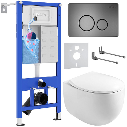 Комплект инсталляции с унитазом 6 в 1 Roxen StounFix Dual Fresh 964237 (состоит из: 710200, Steel 420260G, 530170-01)