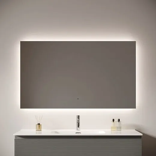 Зеркало Sancos Square 2.0 SQ2.1200, 120 x 70 см, с подсветкой, c сенсорным выключателем, цвет белый