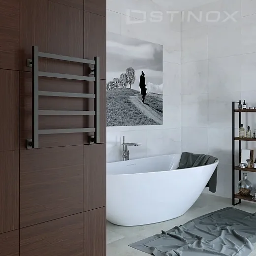Полотенцесушитель водяной Stinox Prestige 500x600 боковой 1 дюйм чёрный матовый