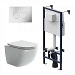 Инсталляция Am.Pm ProC с безободковым унитазом Ceramicanova Forma Rimless, сиденье микролифт, сантехфарфор, клавиша смыва, I012707/CN3009/I070131