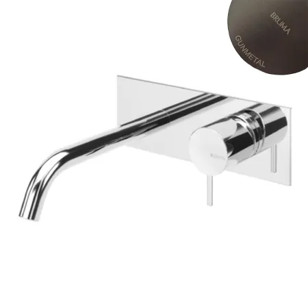 Смеситель для раковины Bruma Leaf, оружейная сталь, настенный на планке, длина излива 150 мм, 1670130MG