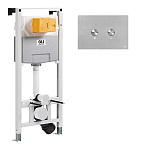 Комплект инсталляции OLI 120 ECO пневматическая + клавиша Blink ультратонкий металл, глянцевый хром