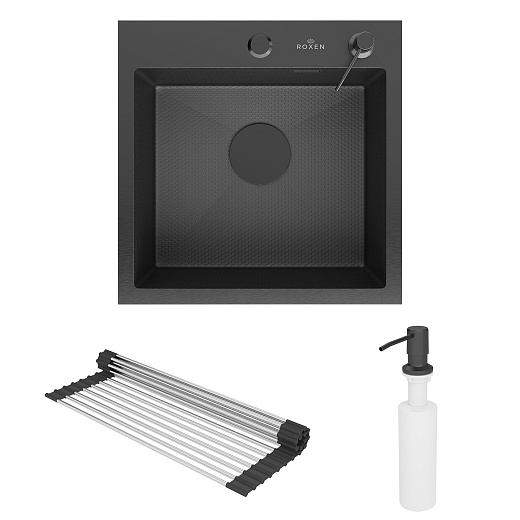 Кухонная мойка врезная Roxen Snake 45 PVD графит (текстурное покрытие)