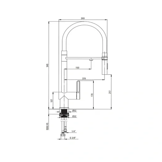 Смеситель для кухни Deante Magnetic Titanium BRM_D75M, гибкий излив, титан