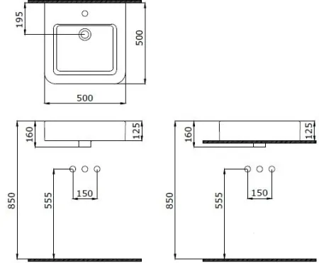 Раковина подвесной Bocchi Parma 50x50 , белая