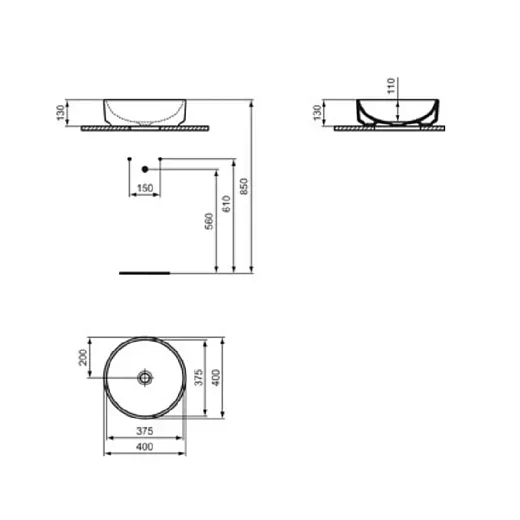 Умывальник накладной Ideal Standard i.life O 40 белый, T573301
