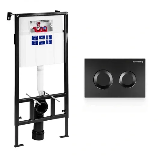 Инсталляция Bettoserb Sava Fix Slim с безободковым унитазом Ceramicanova Forma Rimless, сиденье микролифт, сантехфарфор, клавиша смыва, SET40006467/CN3009