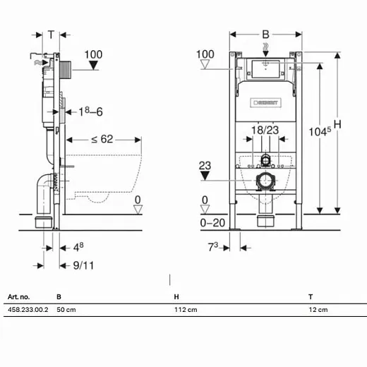 Инсталляция для унитаза Geberit Alpha 458.233.00.3A35Bc с кнопкой Geberit Alpha 35 чёрный хром