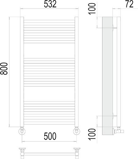 Полотенцесушитель водяной Terminus Аврора П22 500х1200 чёрный матовый