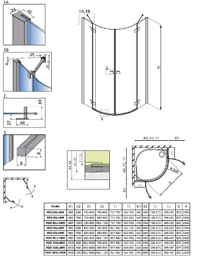 Душевая дверь Radaway Essenza New Black PDD 100R, 100 х 200 см, с неподвижной частью, стекло прозрачное, профиль черный, правая, 385003-54-01R