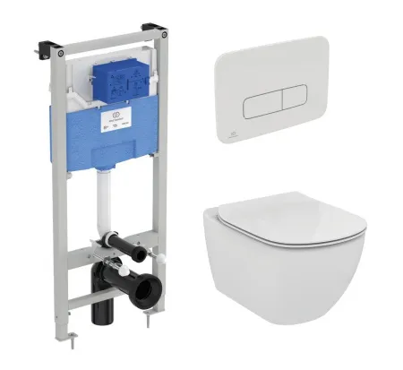 Промо комплект:  инсталляция с унитазом Ideal Standard Tesi Aquablade + кнопка Oleas M3 белая