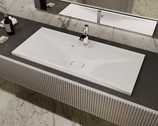 Умывальник Madera Milen 90х45см литьевой мрамор, 4627173210126