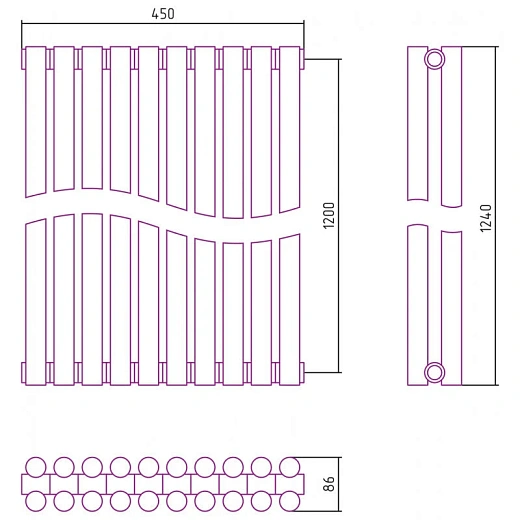 Радиатор трубчатый Сунержа Эстет-11, 10 секций, боковое подключение, цвет матовое золото, 032-0302-1210 Радиатор трубчатый Сунержа Эстет-11, 10 секций, боковое подключение, цвет матовое золото, 032-0302-1210