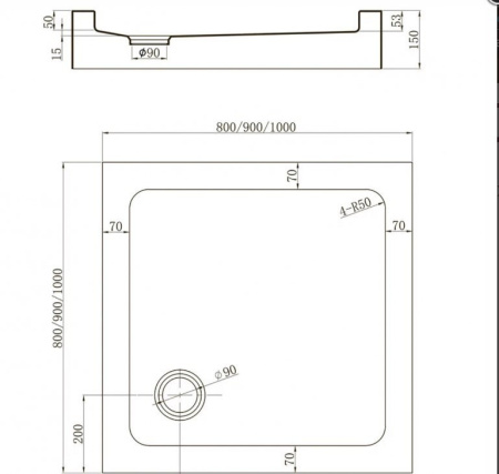 Поддон для душа Veconi Tezeo TZ-52 80х80 Поддон для душа Veconi Tezeo TZ-52 80х80