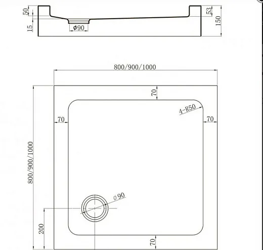 Поддон для душа Veconi Tezeo TZ-52 80х80